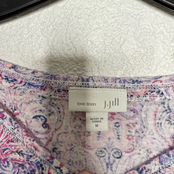 Woman’s J. Jill Multicolor Paisley Short Sleeve Blouse Size M - Picture 2 of 3